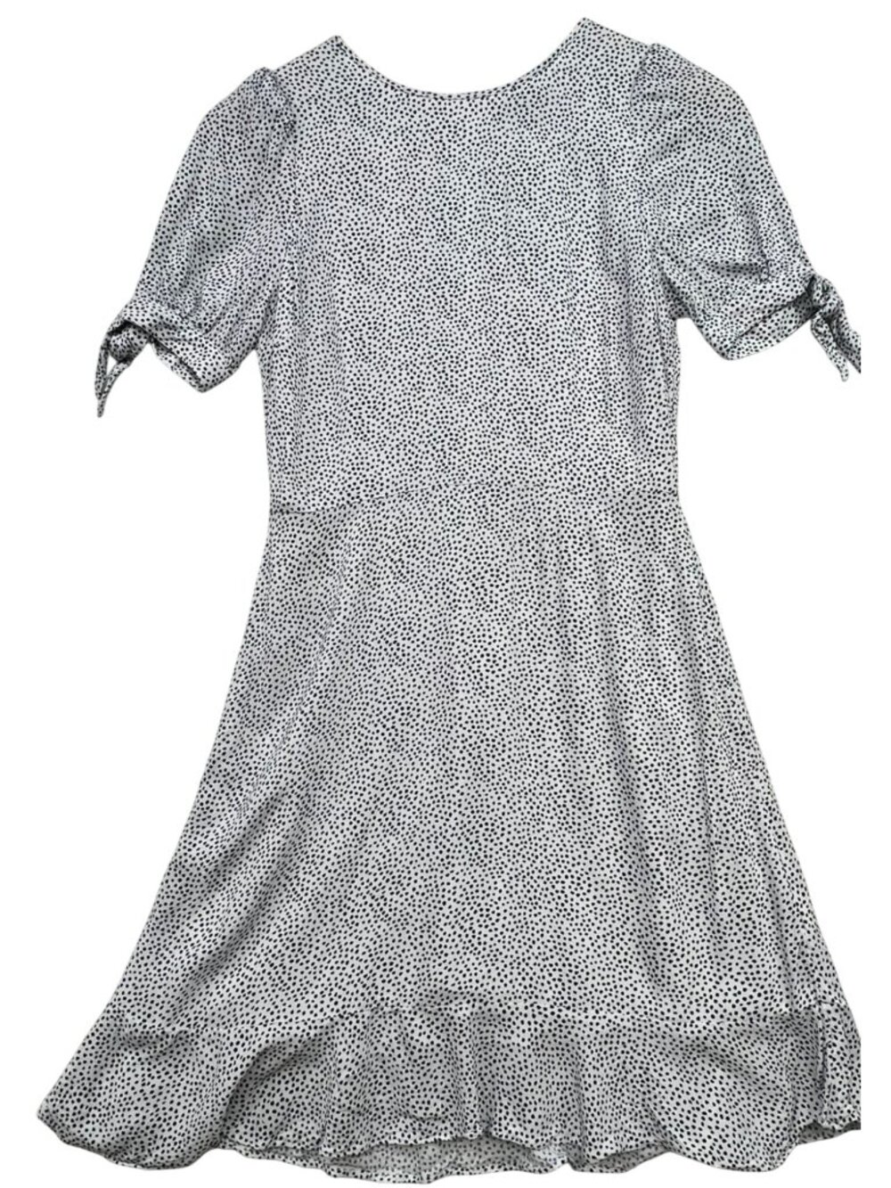 Banana Republic Women's Tie-Cuff Sleeve Dress Size 2 White Black Polka Dot